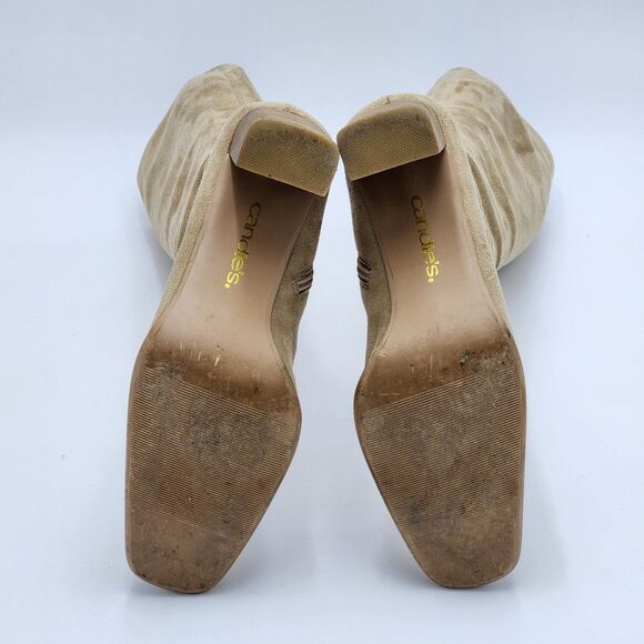 Candie's Y2K Faux Suede Camel Tan Tall Heeled Boots Size 8 - Picture 8 of 12